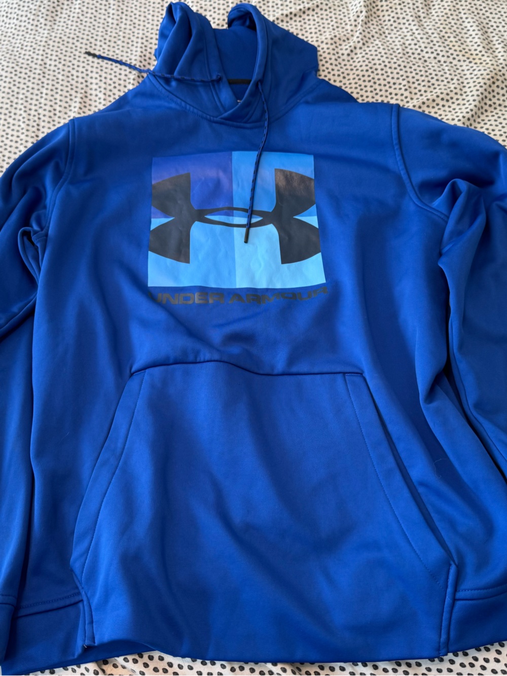 Under Armour Royal Blue Pullover Hoodie with Black Logo